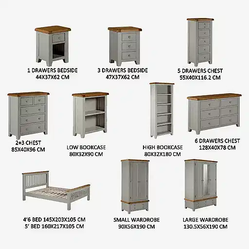 Chester Dove Grey & Solid Oak Bed - Choice Of Sizes - The Furniture Mega Store