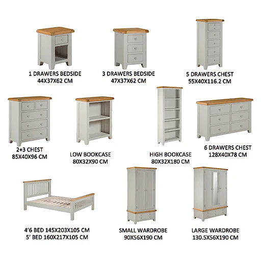 Chester Dove Grey & Solid Oak 2/3 Chest Of Drawers - The Furniture Mega Store