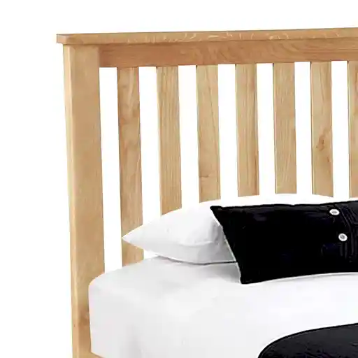 Bevel Natural Solid Oak Double Bed - The Furniture Mega Store 
