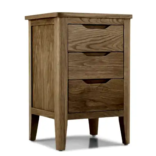 Harkuta Solid Oak 3 Drawer Bedside Cabinet - The Furniture Mega Store 