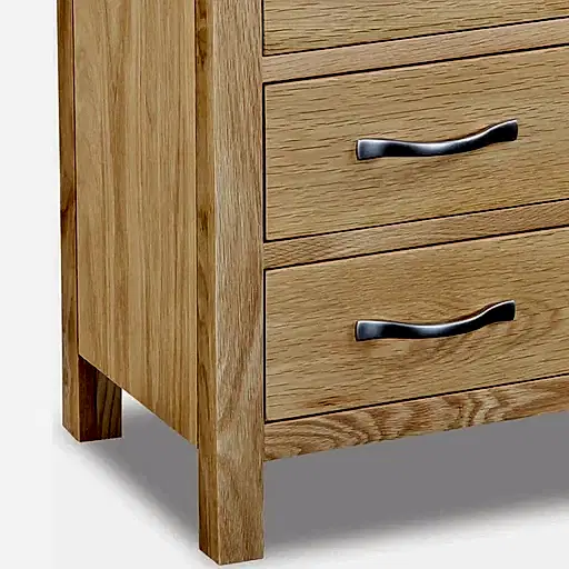 Bevel Natural Solid Oak 3 Drawer Bedside Cabinet - The Furniture Mega Store 