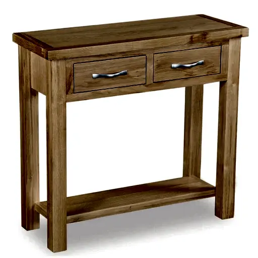 Bevel Natural Solid Oak 2 Drawer Console Table - The Furniture Mega Store 