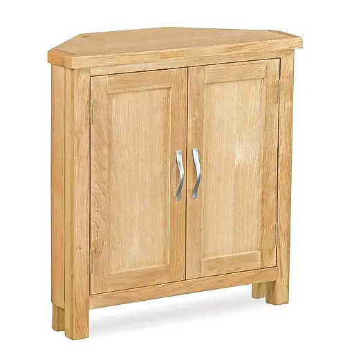 Bevel Natural Solid Oak 2 Door Corner Cupboard - The Furniture Mega Store 