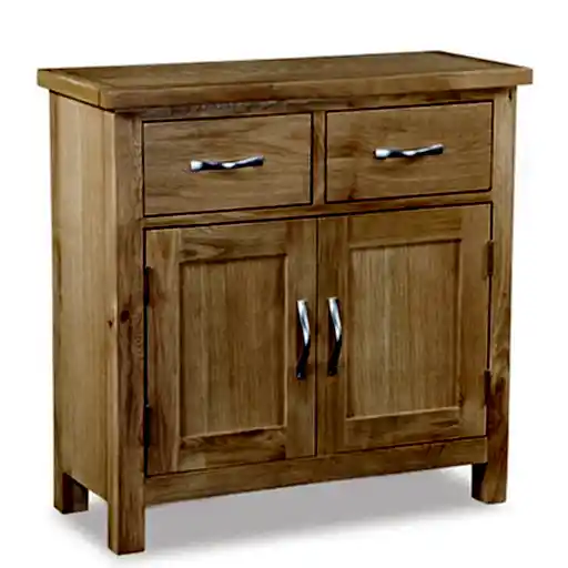 Bevel Natural Solid Oak Compact Mini 2 Door 2 Drawer Sideboard - The Furniture Mega Store 