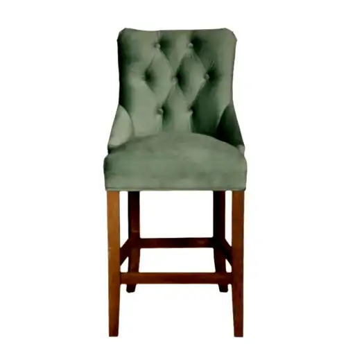 Hugo Velvet Buttoned Bar Stool - Various Options - The Furniture Mega Store
