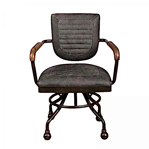 Hudson Height Adjustable Office Chair - Grey Vintage Leather - The Furniture Mega Store