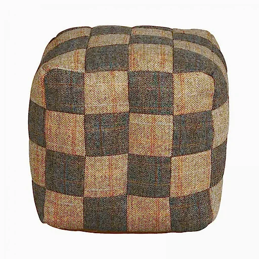 Moon Wool & Harris Tweed Patchwork Square Bean Bag - The Furniture Mega Store 