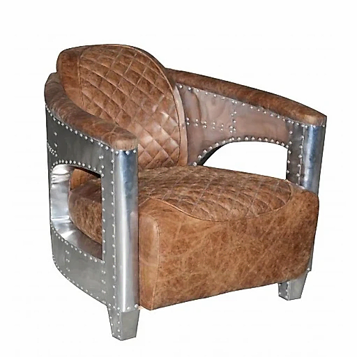 Aviator Brown Aniline Vintage Leather Tub Chair & Footstool Collection - The Furniture Mega Store