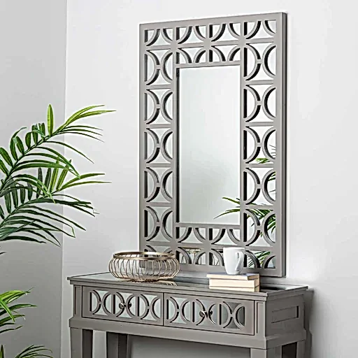 Taylor Grey & Mirrored Wall Mirror - 118cm - The Furniture Mega Store 