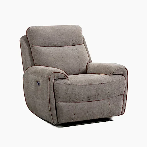 Lorcan Fabric Power Recliner Armchair - Intergrated USB-C Fast Charge Ports - The Furniture Mega Store