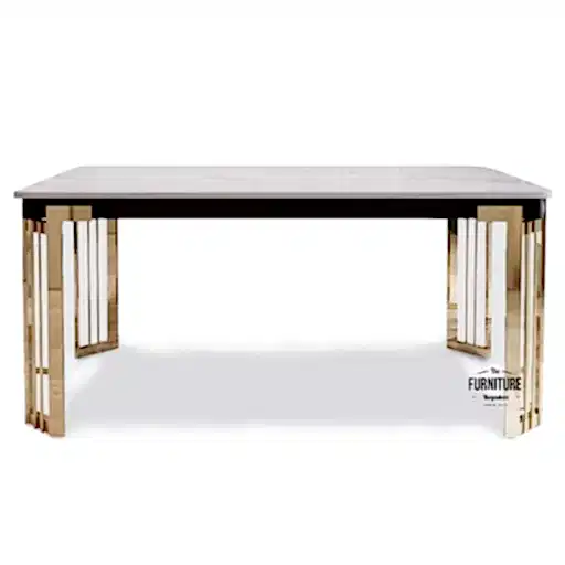 Nola Cream & Gold Ceramic Dining Table - Choice Of Sizes - The Furniture Mega Store 