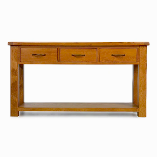 Earlswood Solid Oak Large 3 Drawer Console Table - The Furniture Mega Store 