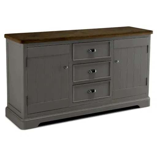 Sunbury Oak & Grey Painted 2 Door 3 Drawer Sideboard - The Furniture Mega Store 