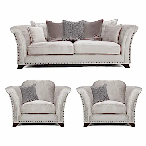 Vesper 3 Seater Sofa & 2 Armchairs Set - Choice Of Fabrics - The Furniture Mega Store