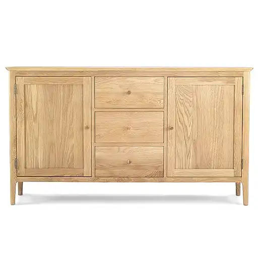 Berkley Nordic Oak Large 2 Door 3 Central Drawer Sideboard - The Furniture Mega Store 