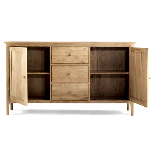 Berkley Nordic Oak Large 2 Door 3 Central Drawer Sideboard - The Furniture Mega Store 
