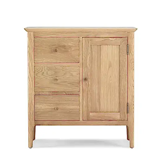 Berkley Nordic Oak 1 Door 3 Drawer Hall Cabinet - The Furniture Mega Store 