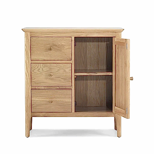 Berkley Nordic Oak 1 Door 3 Drawer Hall Cabinet - The Furniture Mega Store 