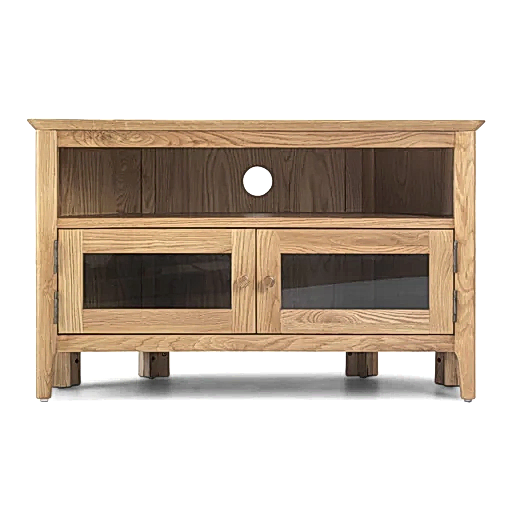 Berkley Nordic Oak Glazed 2 Door Corner TV Unit - The Furniture Mega Store 