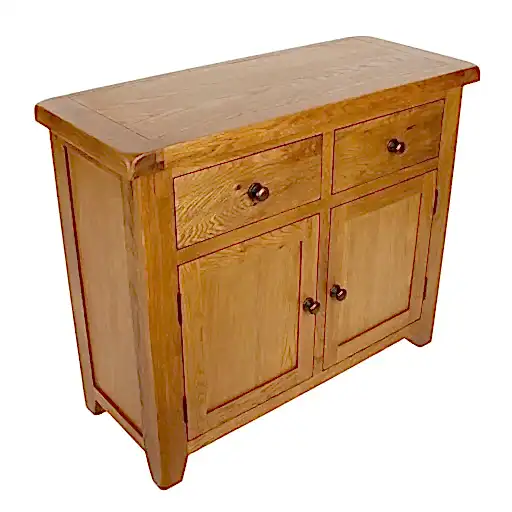 Torino Country Solid Oak Small 2 Door 2 Drawer Sideboard - The Furniture Mega Store 