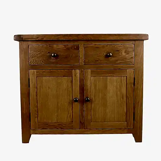 Torino Country Solid Oak Small 2 Door 2 Drawer Sideboard - The Furniture Mega Store 