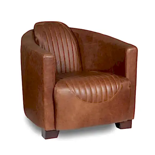 Spitfire Aniline Leather Tub Chair - Choice Of Feet & Leathers - The Furniture Mega Store