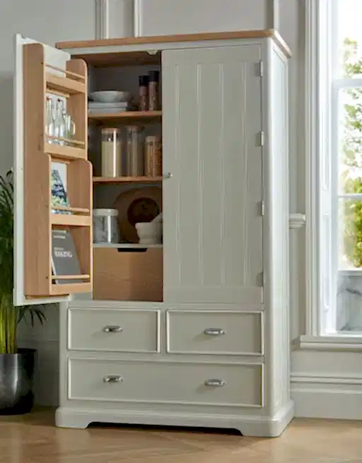 Sunbury Oak & Grey Painted Larder Unit - The Furniture Mega Store 