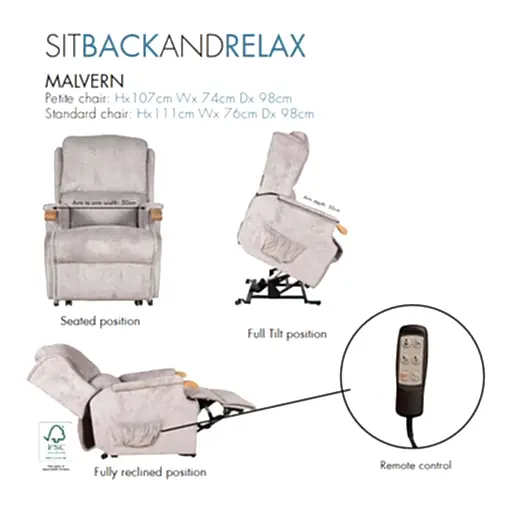Malvern Riser Recliner - Remote Control Choice Of Sizes & Fabrics - The Furniture Mega Store