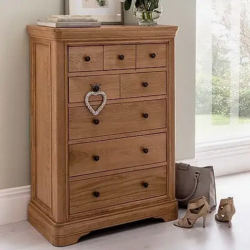 Chambery Natural Oak Tall 8 Drawer Chest - The Furniture Mega Store