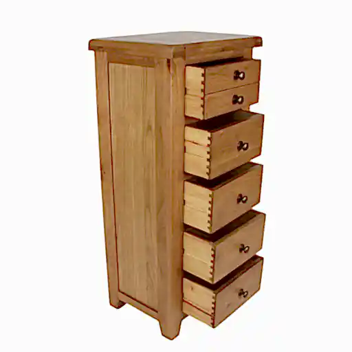 Torino Country Solid Oak 5 Drawer Tall Boy - The Furniture Mega Store