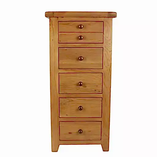 Torino Country Solid Oak 5 Drawer Tall Boy - The Furniture Mega Store