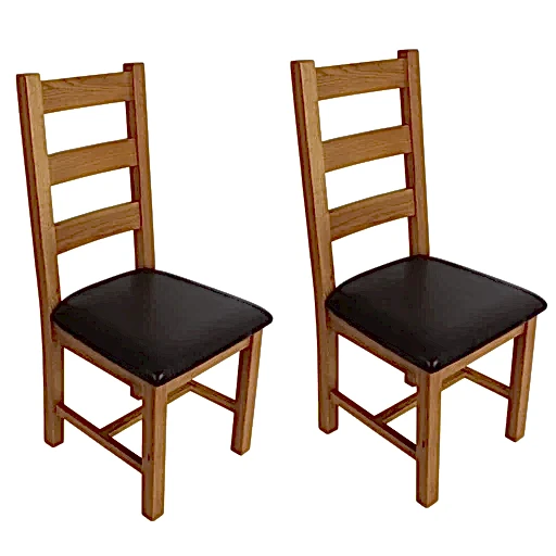 Torino Country Solid Oak Ladder Back Dining Chairs - Set Of 2 - The Furniture Mega Store