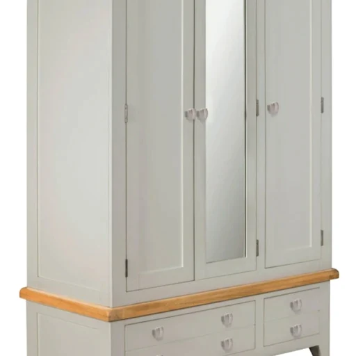 Chester Dove Grey & Solid Oak Triple Wardrobe - The Furniture Mega Store