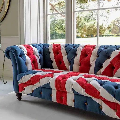 Union Jack Fabric Buttoned Chesterfield Sofa Collection - The Furniture Mega Store