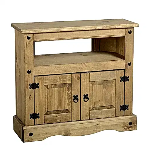 Corona 2 Door TV Unit - Distressed Waxed Pine - The Furniture Mega Store 