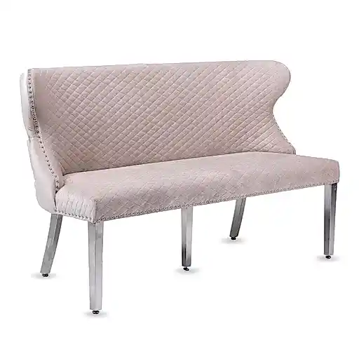 Valentino Mink Velvet Button Back Bench - The Furniture Mega Store 