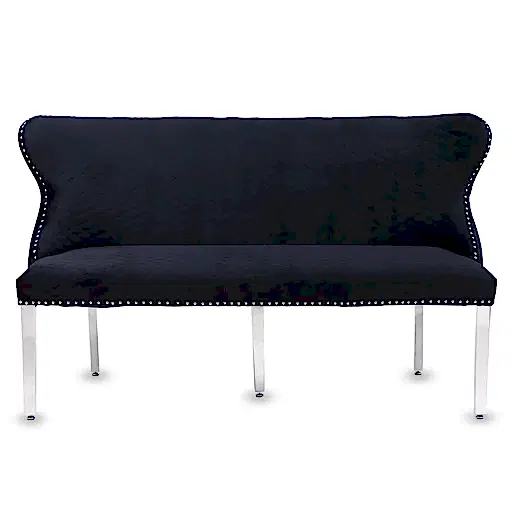 Valentino Black Velvet Button Back Bench - The Furniture Mega Store 