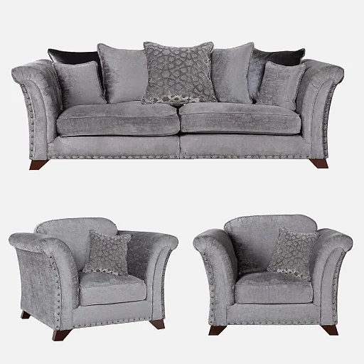 Vesper 3 Seater Sofa & 2 Armchairs Set - Choice Of Fabrics - The Furniture Mega Store