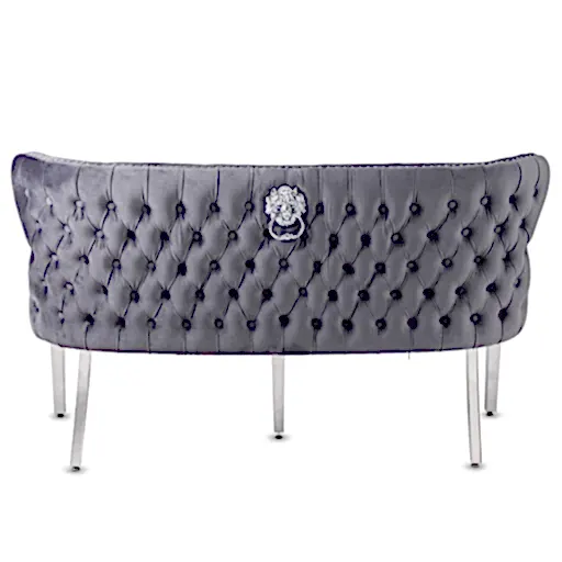 Valentino Grey Velvet Button Back Bench - The Furniture Mega Store 
