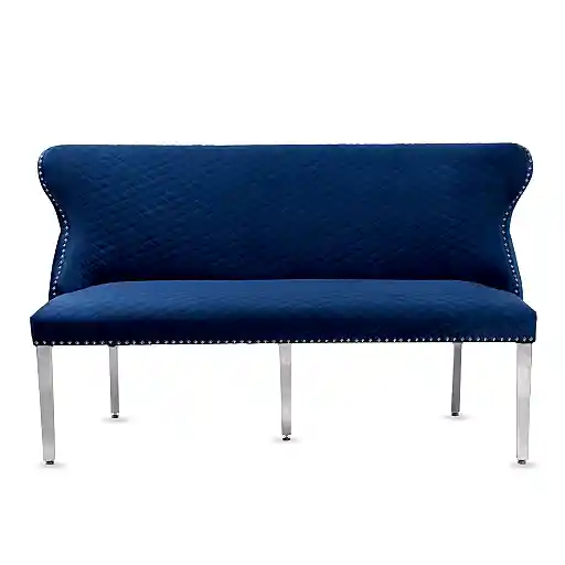 Valentino Blue Velvet Button Back Bench - The Furniture Mega Store 
