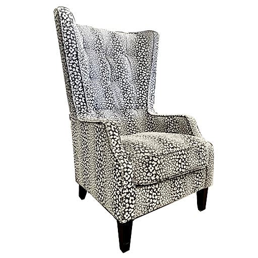 Valencia Spot Silver Fabric Throne Winged Accent Chair - Choice Of Legs - The Furniture Mega Store