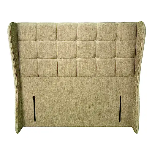 Winged Buttoned Floor Standing Full Headboard - Choice Of Fabrics & Sizes - The Furniture Mega Store