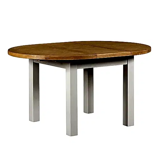 Chester Dove Grey & Solid Oak Round Extending Dining Table - The Furniture Mega Store