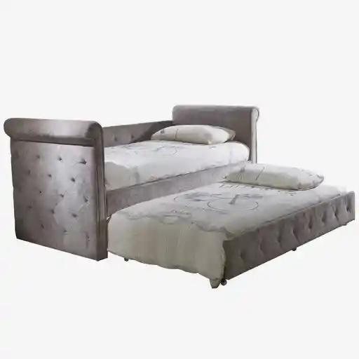 Mink Velvet Day Bed With Trundle - The Furniture Mega Store